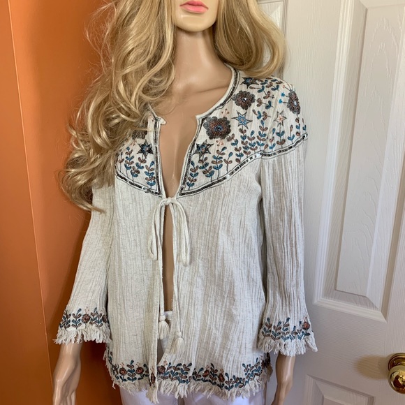 Zara boho cardigan cream & embroidered floral - Picture 2 of 8